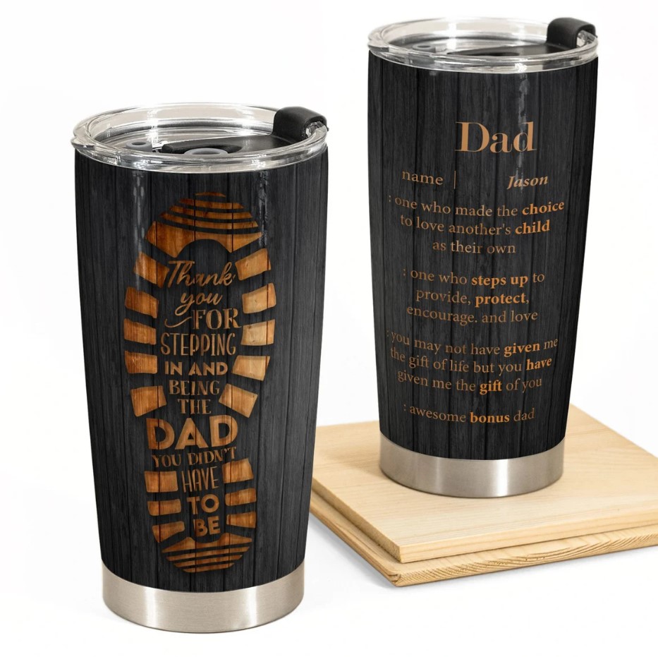 Personalized Step Dad Tumbler Thank You For Stepping In Tumbler Bonus Dad Gift Gift For Step Dad Fathers Day Gift